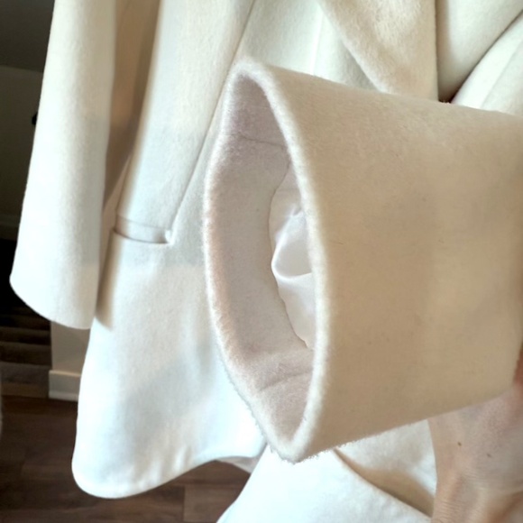 Wool Midi Coat with Hood in Winter White - Small (NWOT) - Picture 8 of 14